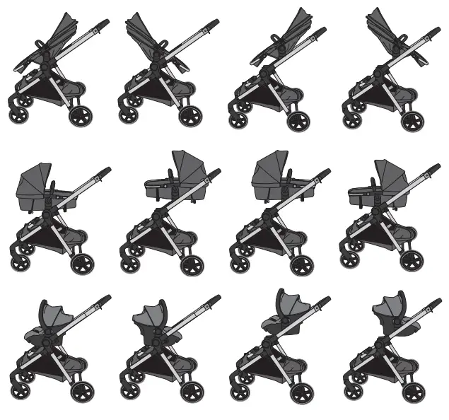 Evenflo Pivot Xpand Modular Stroller - Use Configurations
