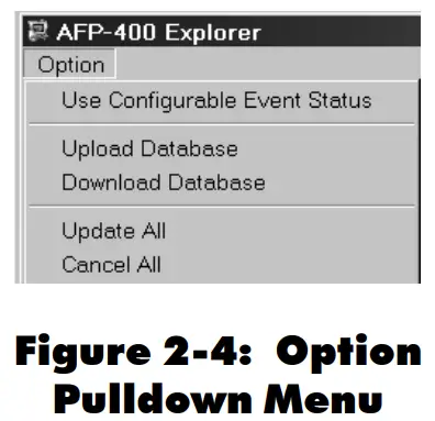 NOTIFIER UniNet 2000 AFP-300 NION Plug In Fire Control Panel - Pulldown Menu