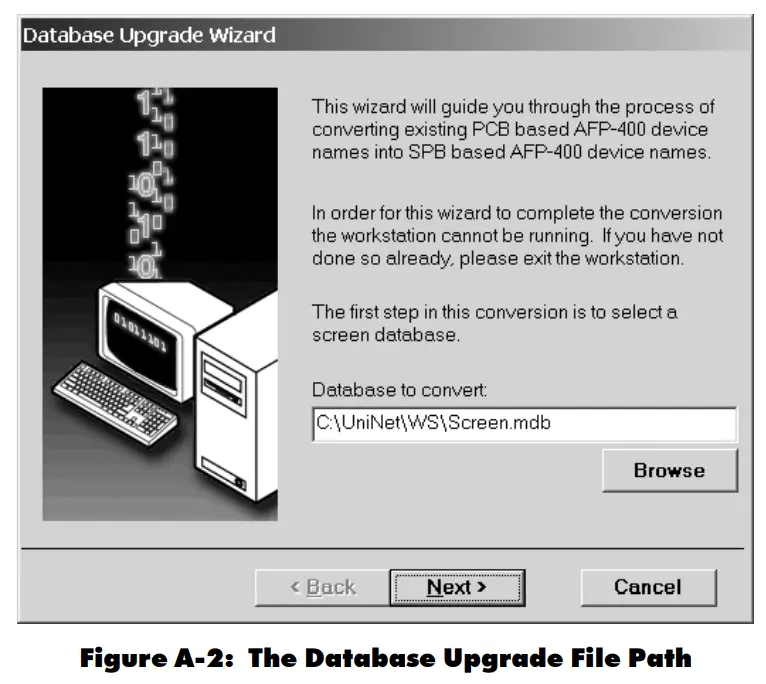 NOTIFIER UniNet 2000 AFP-300 NION Plug In Fire Control Panel - The Database Upgrade File Path