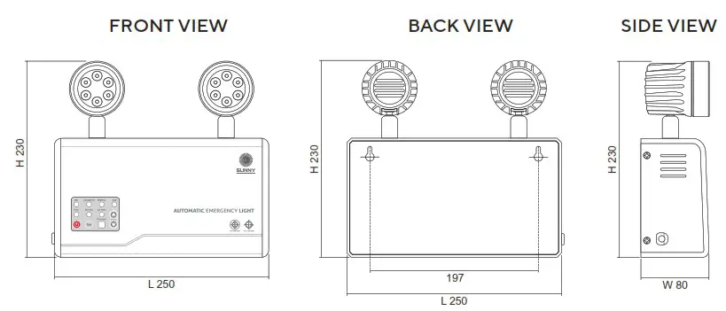 SUNNY MCU Series Self Contained Emergency Light - Dimension 2