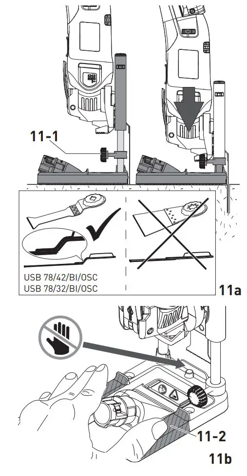 FESTOOL OSC 18 Cordless Oscillator Instructions - Set the cutting depth