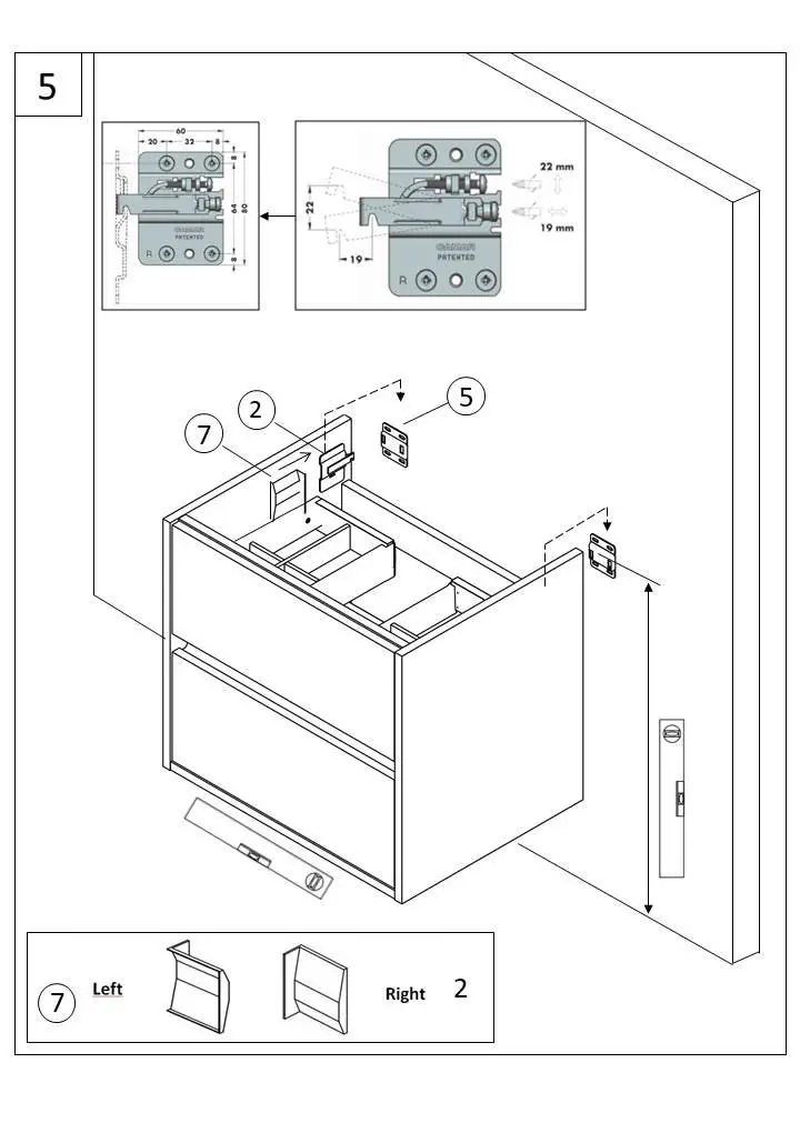 Better Bathroom BeBa_27638 Roxbi 600mm Wall Hung Basin Vanity Unit fig9
