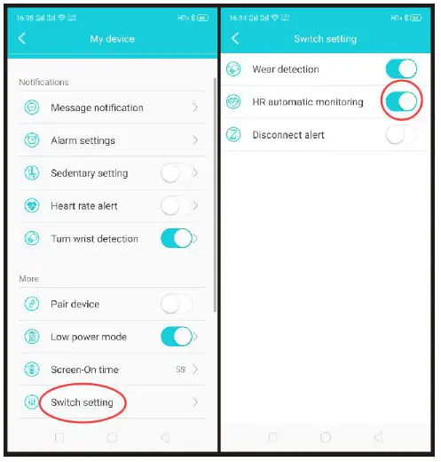 Shenzhen Wo Koxun Electronic Technology AK26 Smart Bracelet- Switch Settings