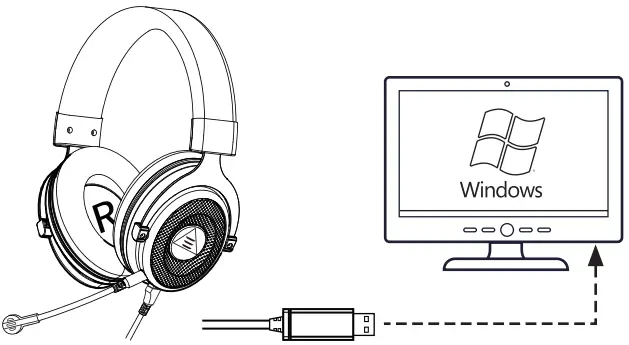 EKSA E900 Plus USB Gaming Headset with Microphone - Device