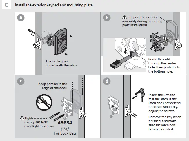 Install the exterior keypad