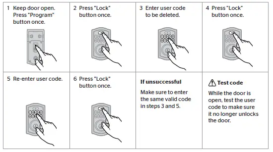 Deleting a single user code