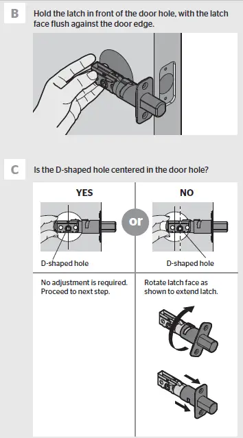 Install the latch and strike