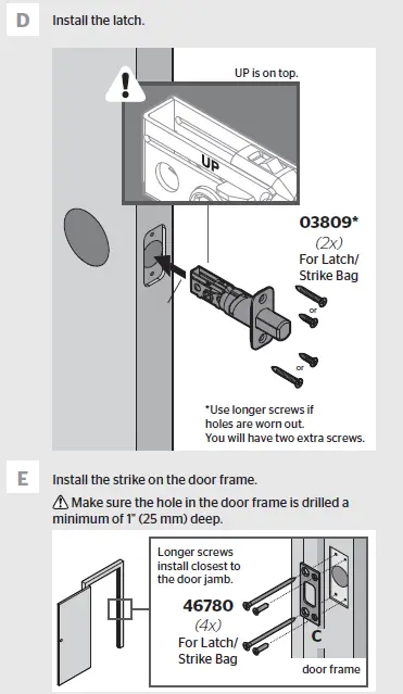 Install the latch and strike