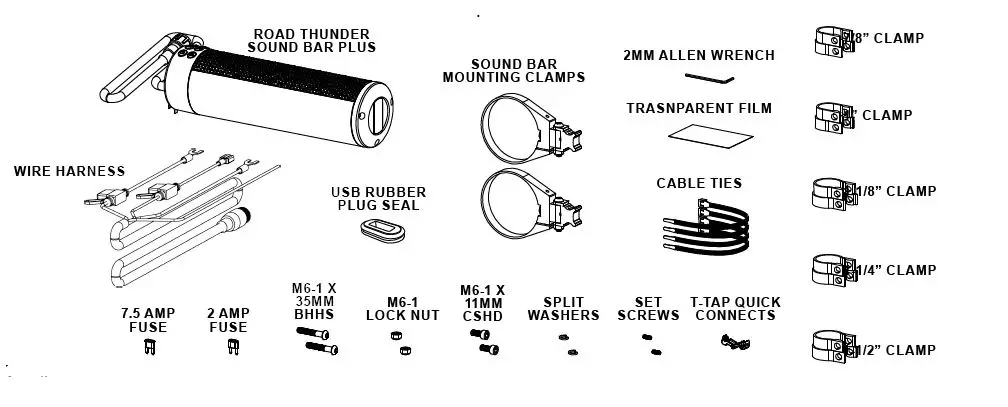 KURYAKYN 2720 Road Thunder Sound Bar Plus By Mtx Satin Black FIG 1
