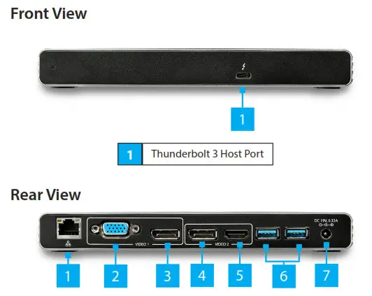 StarTech TB3DK2DHV Thunderbolt 3 Dual-4K Docking Station- Product Diagram