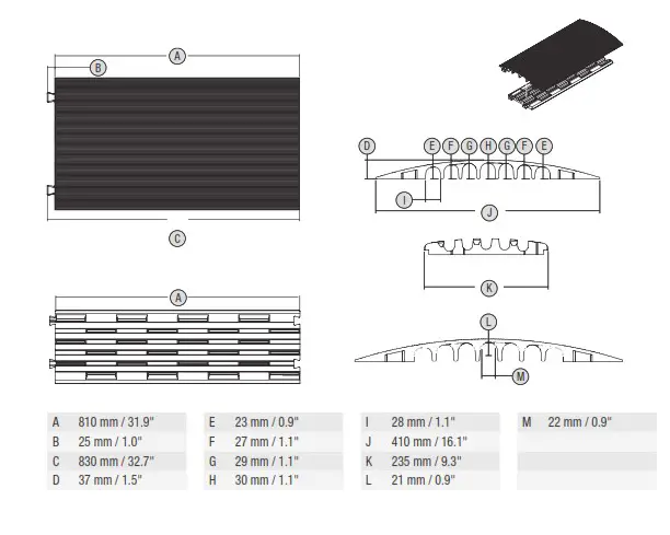 DEFENDER 85100 Compact Cable Protector - ENGINEERING DRAWING