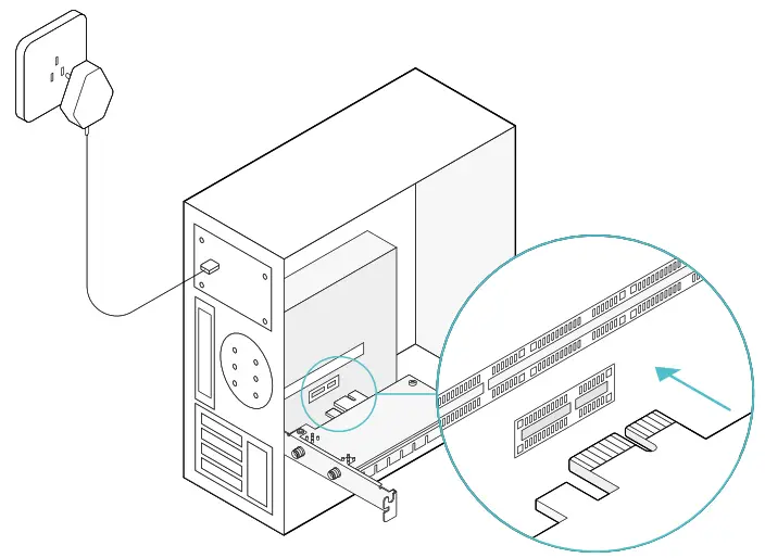 TP-link AC1300 Wireless Dual Band PCI Express Adapter- Locate an available PCI-E slot and carefully insert the adapter.
