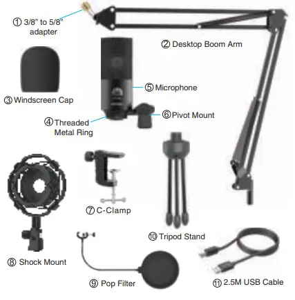 FIFINE-Studio-Condenser-USB-Microphon-Computer-PC-Microphone-Kit-with-Adjustable-Scissor-fig-1