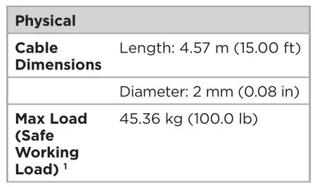 BOSE Pendant Suspension Cable - Product Dimensions