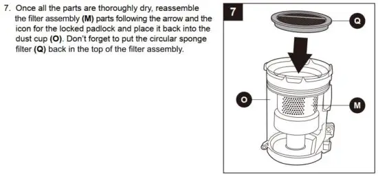 FIG 15 REMOVING AND CLEANING THE DUST CUP AND FILTERS