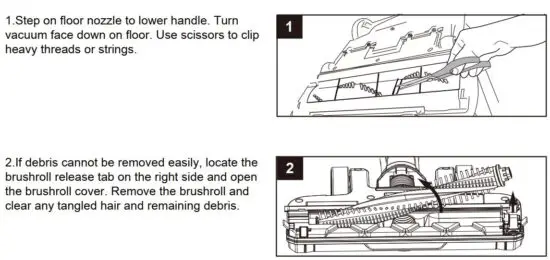 FIG 18 REMOVING AND CLEANING THE FLOOR NOZZLE AND ROLLER BRUSH