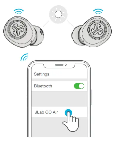 JLAB Go Air Wireless Earbuds - lights