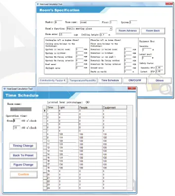 Heat Load Calculating -Time Schedule Main Screen2