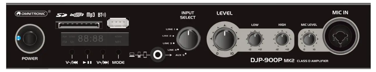 OMNITRONIC DJP-900P MK2 PA Amplifier - overview