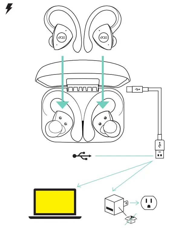 JAM True Wireless ATHLETE Earbuds - charge