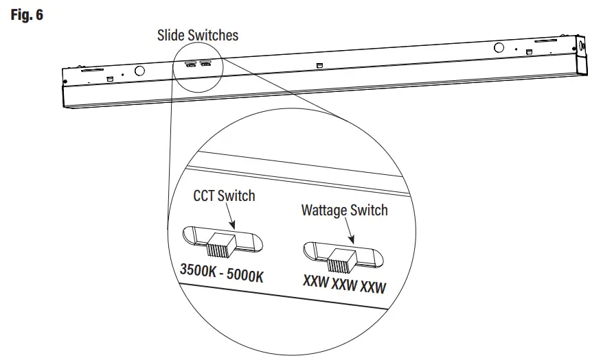 length of the lamp - FIELD ADJUSTABLE WATTAGE