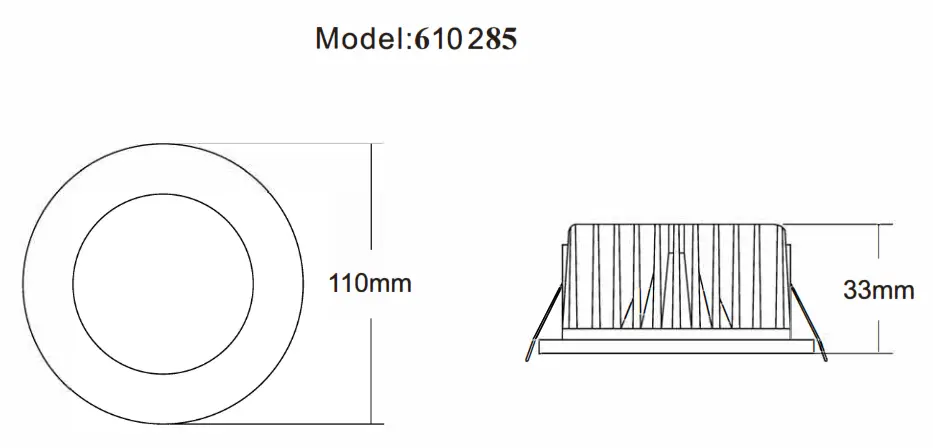 TRADE DEPOT 610295 SMD WiFi RGB LED Downlight - Physical Dimensions