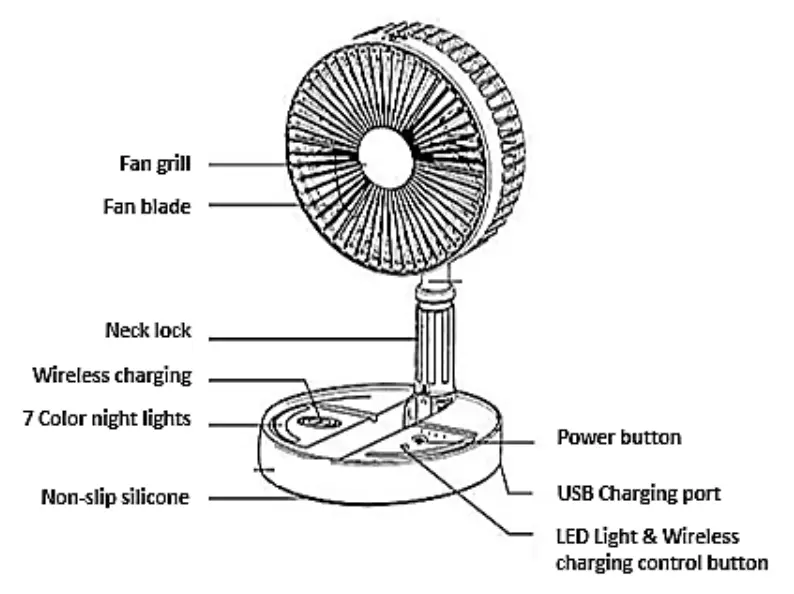 Goldair GPPDF250 18cm Rechargeable Desk Fan with Induction Charger 1