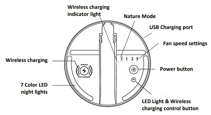 Goldair GPPDF250 18cm Rechargeable Desk Fan with Induction Charger 2