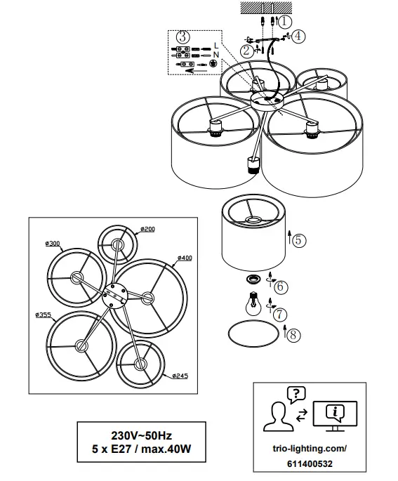 TRIO 611400532 Ceiling Lamp 1