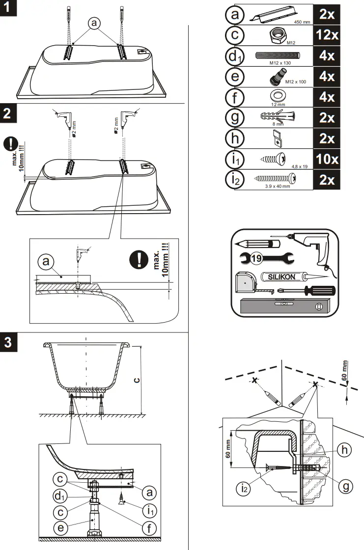 Kamody BA170DOD2W-01 170x75 Bathtub fig