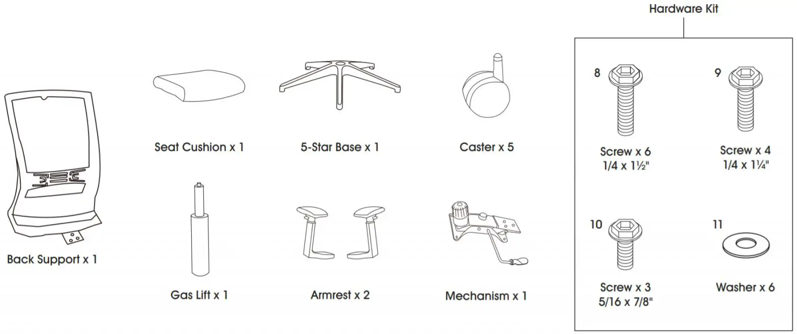 ULINE H-7628 Downtown Mesh Chair - parts