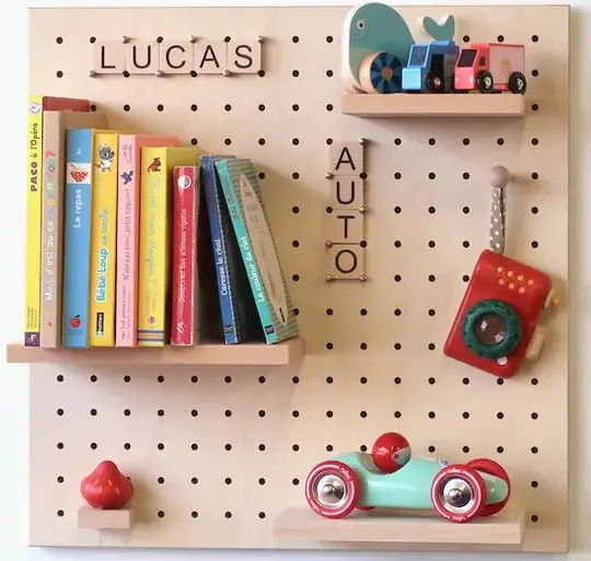 Quark Wooden Pegboard Wall Shelf