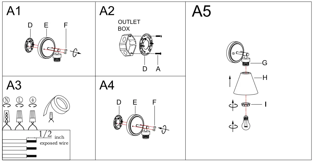 Uolfin A04951W1 5.9-Inch W 1-Light Matte Black and Cone Shape Transitional Wall Sconce - Fig 2