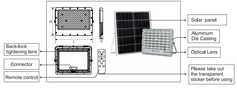 OPTONICA 30W IP65 Led Solar Flood Light - fig 1