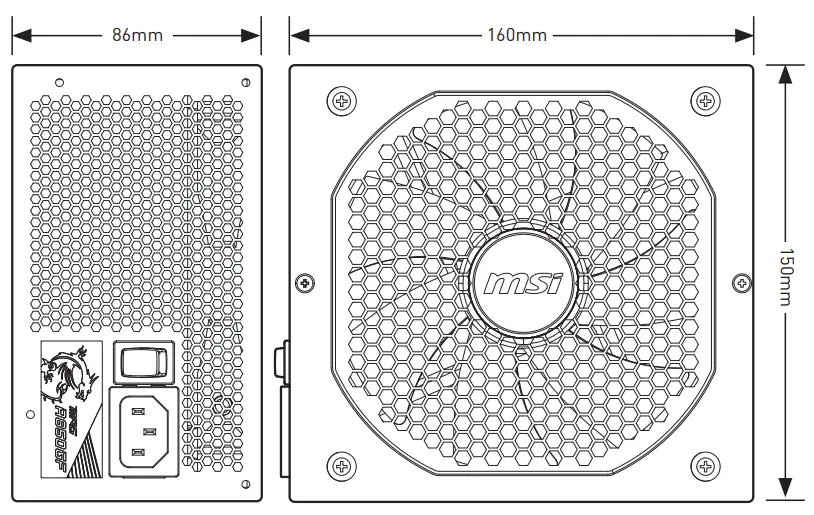 msi A750GF Power Supply Unit -