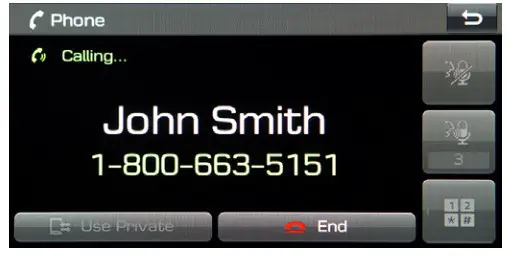 GENESIS G70 Car - number will be dialed