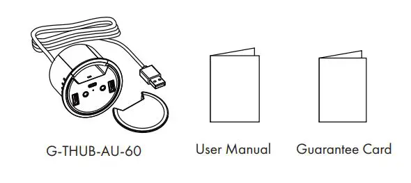 GRAUGEAR G-THUB-AU-60 USB3.0 In-Desk Hub 3 Ports Hub with Audio - Package Contents