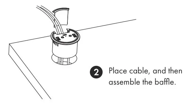 GRAUGEAR G-THUB-AU-60 USB3.0 In-Desk Hub 3 Ports Hub with Audio - Place cable, and then assemble the baffle