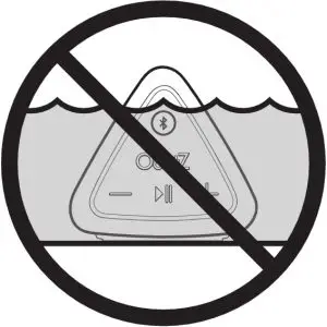 DO NOT allow speaker to submerge fully or partially in water