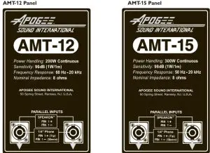 APOGEE AMT-12 Professional Loudspeakers-Input Panel