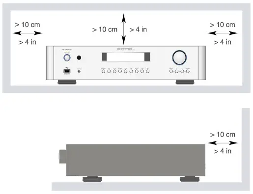 ROTEL Stereo Control Amplifier - You must allow a minimum 10 cm