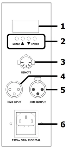 qtx 160 494UK Zephyr Compact Haze Machine - Rear panel
