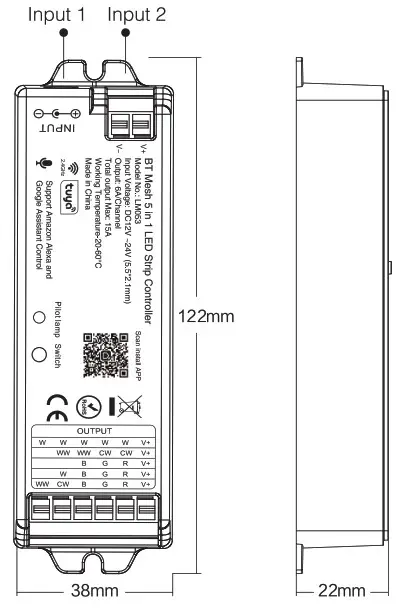 tuya LM053 Bluetooth Mesh 5 in 1 LED Controller - Working Temperature