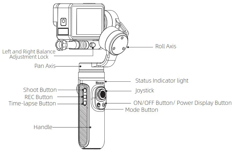 INKEE Falcon Handheld Action Camera Gimbal Stablizer- diagram