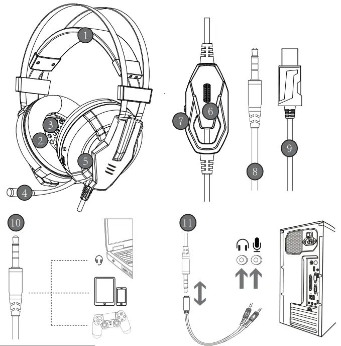 EKSA E800 Wired Over Ear Gaming Headphones - product