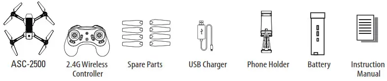 AMAX ASC 2500 Premium HD Video Drone - PACKAGE CONTAINS