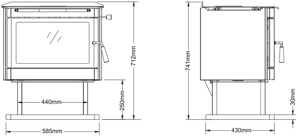 REGENCY F180B 1 Renmark Freestanding Wood Fire - UNIT DIMENSIONS 1 - Copy