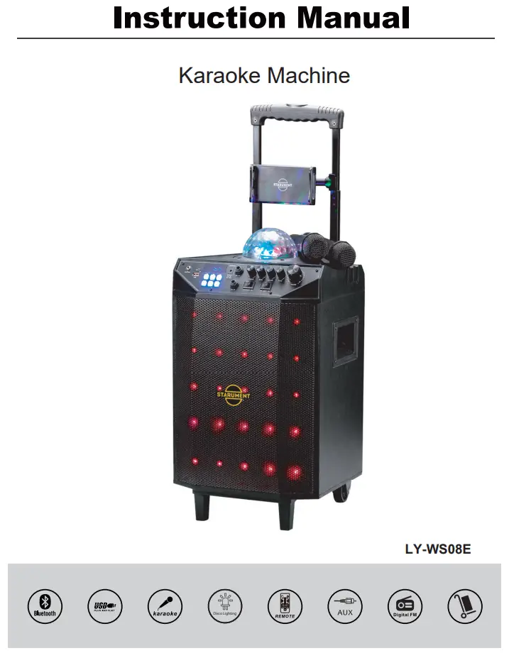 STARUMENT LY-WS08E Portable Karaoke Machine Instruction Manual