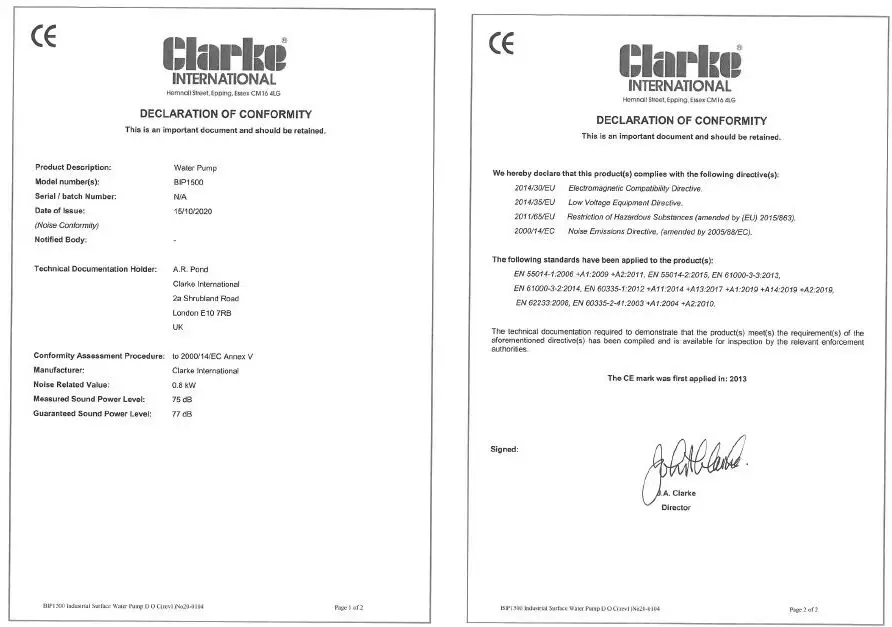 Clarke-BIP1500 1-Inch-Electric-Water-Pump-FIG-10