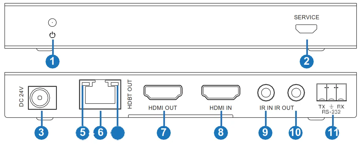 Paugge ENT-EXT20BHBT 18Gbps HDMI over HDBaseT Extender - Transmitter Panel